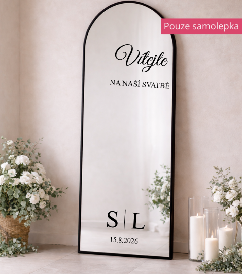 Samolepka na uvítací tabuli s iniciálami a datem
