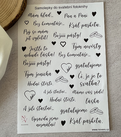 Papírové samolepky do svatební fotoknihy verze B