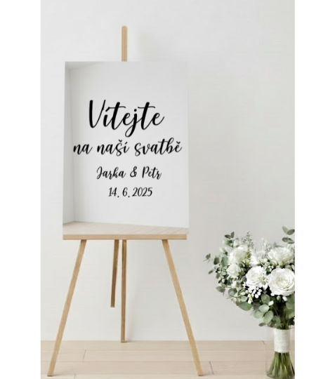 Samolepka na uvítací tabuli se jmény a datem verze A