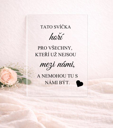 Cedulka z plexiskla Vzpomínka na zesnulé