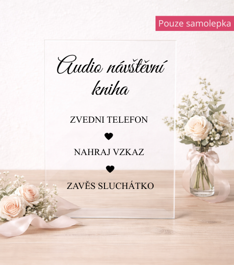 Samolepka vinylová Audio návštěvní kniha s popiskem