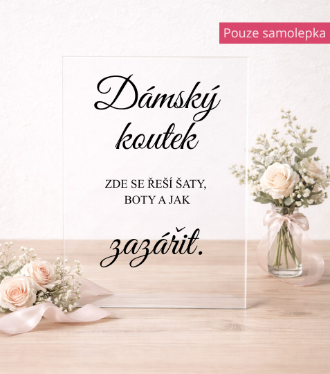Samolepka vinylová Dámský koutek s popiskem
