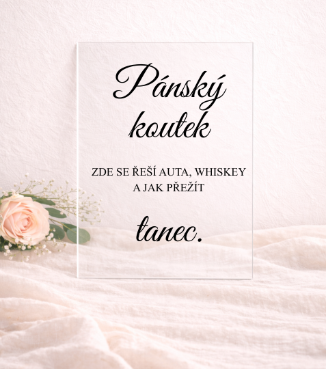 Cedulka z plexiskla Pánský koutek s popiskem