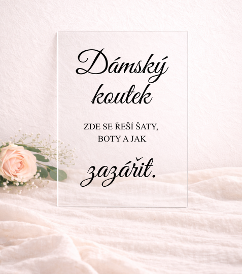 Cedulka z plexiskla Dámský koutek s popiskem