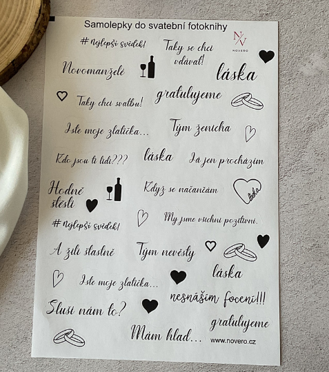 Papírové svatební samolepky do fotoknihy verze E