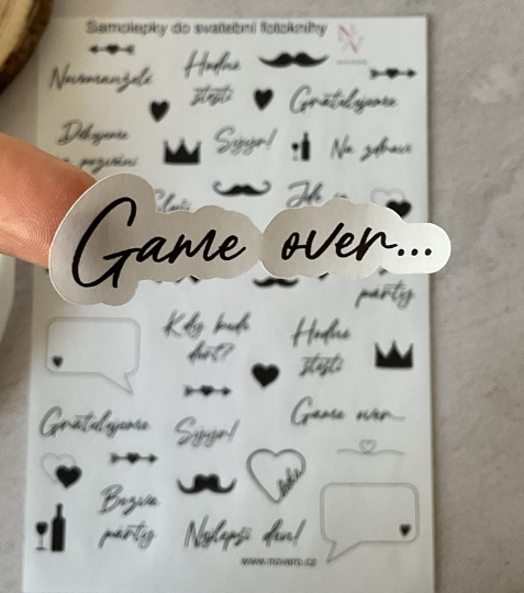 Papírové svatební samolepky do fotoknihy verze F