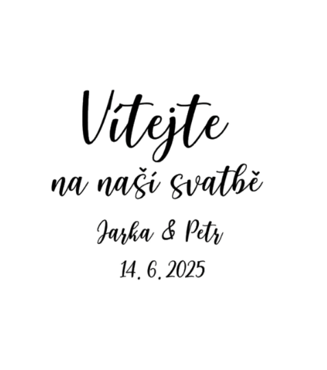 Samolepka na uvítací tabuli se jmény a datem verze A