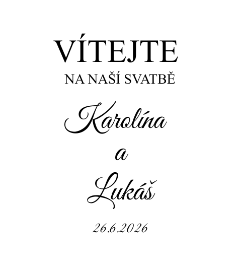 Samolepka na uvítací tabuli se jmény a datem verze F