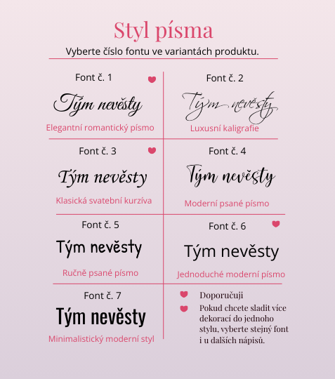 Nažehlovačka Tým nevěsty