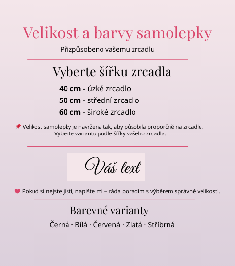 Svatební samolepka na zrcadlo textové motivy O lásce